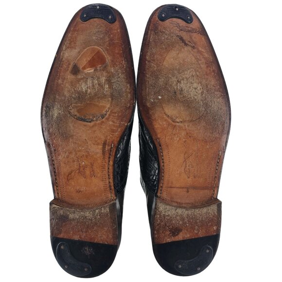 Mauri Italy Men 15 Exotic Alligator Ostrich Dress Shoe Grey Black Wingtip Oxford main image 7